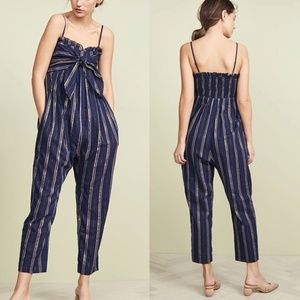 APIECE APART Navy Gold Striped Gypsea Jumpsuit